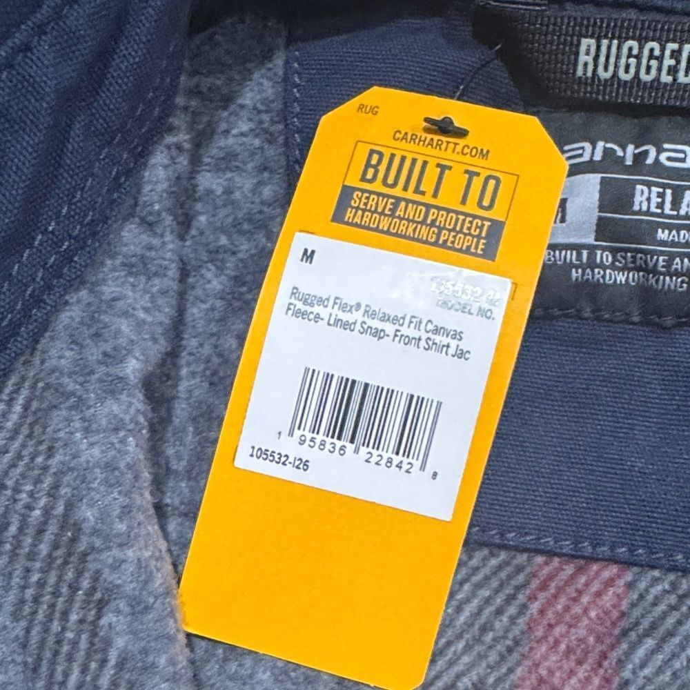 NWT Men’s Carhartt Navy Rugged Flex Button-Up Jacket Sz M - Picture 3 of 4